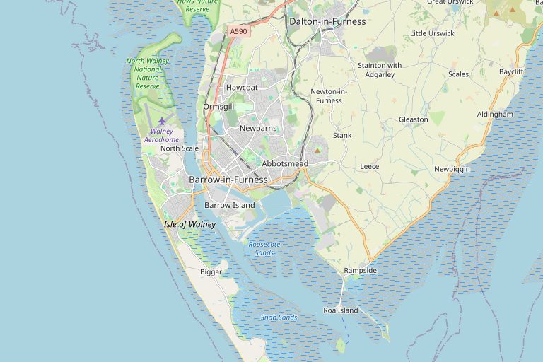 Map of Barrow-in-Furness and the surrounding area