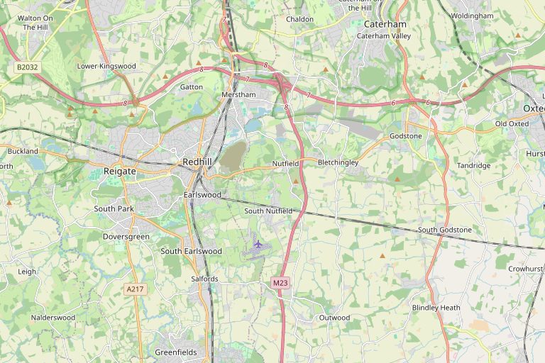 Map of Redhill and the surrounding area